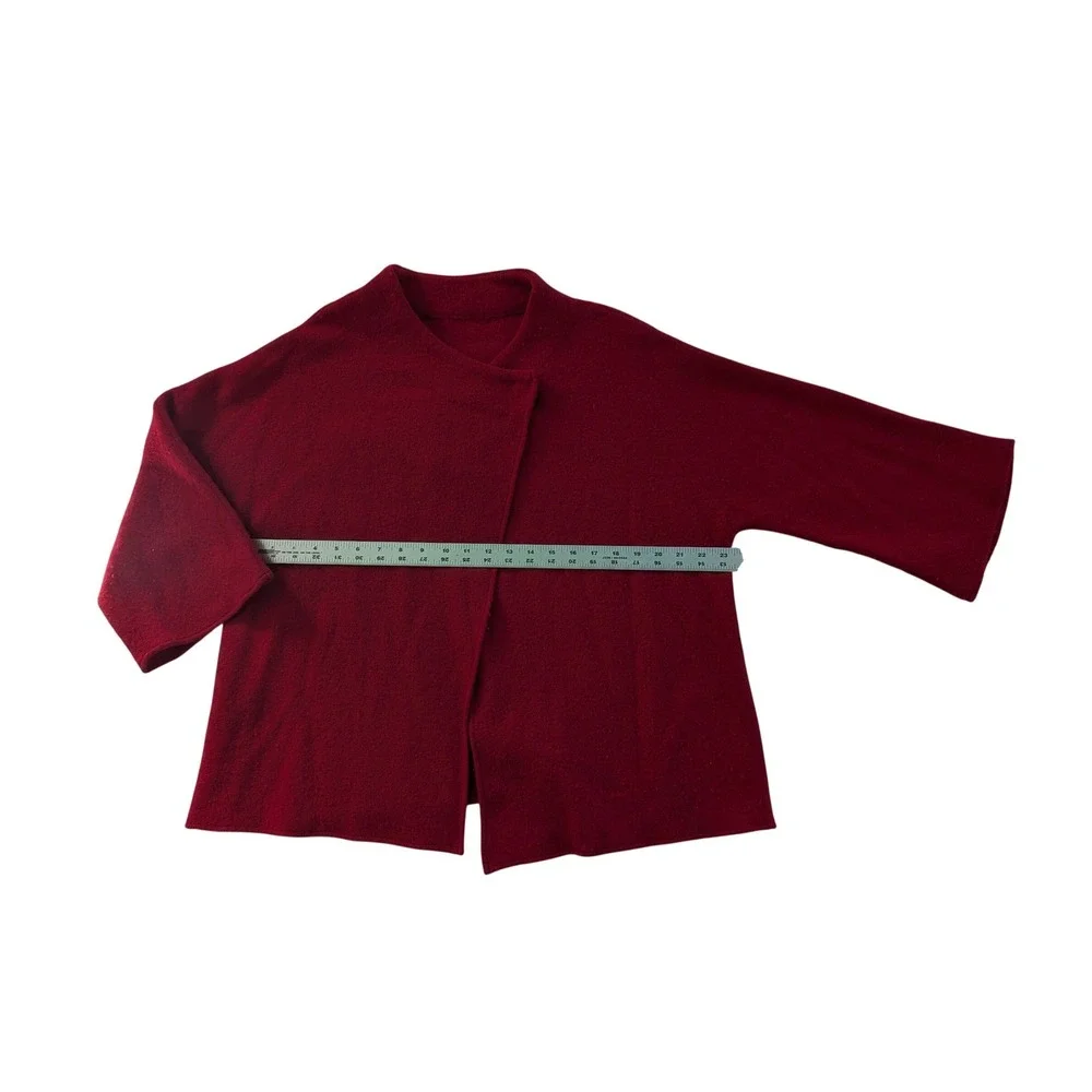 Unbranded Wool Cape Women M Red Asymmetrical Wrap Coat Old Money Minimalist‎